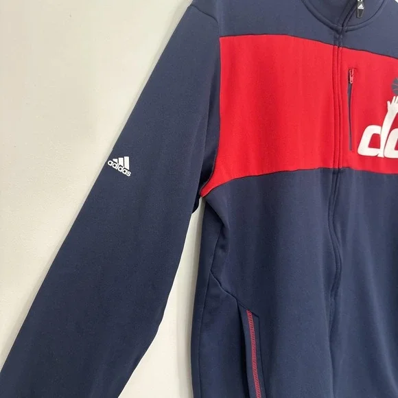 Washington Wizards‎ Jacket Mens Large Blue NBA Basketball ClimaWarm Adidas Zip - Picture 9 of 16